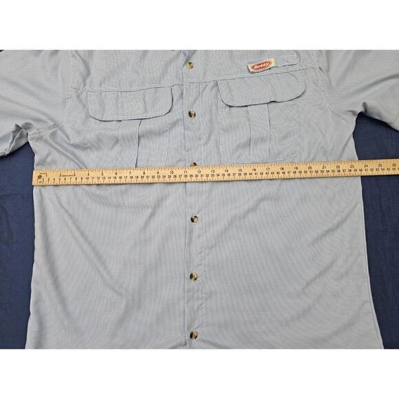 Berkley Shirt Mens Large Fishing Vented Blue Checked Short Sleeve Button Down - Picture 7 of 13